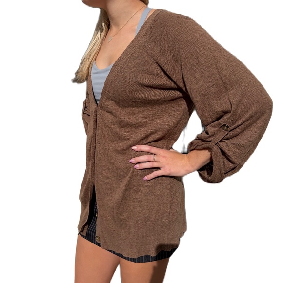 Kenneth Cole Reaction cardigan sweater Brown Medium - Picture 3 of 12